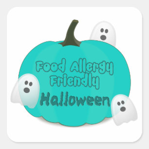 Sticker Carré Allergie alimentaire turquoise Halloween amical de