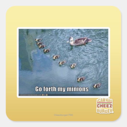 Sticker Carré Allez, mes minions (Devant)