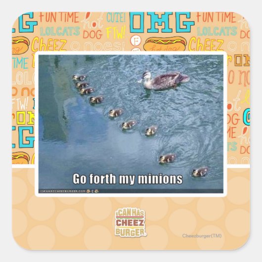 Sticker Carré Allez, mes minions (Devant)