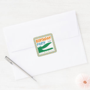 Sticker Carré Alligator Chomp, fête d'anniversaire de Chevron