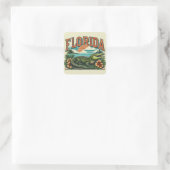 Sticker Carré Alligator de Floride rétro (Sac)