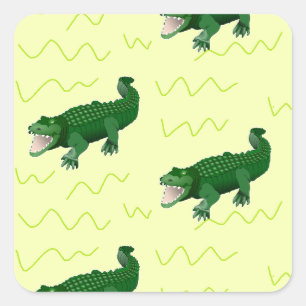 Sticker Carré Alligator sur jaune