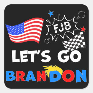Sticker Carré ALLONS BRANDON avec les cheveux Trump