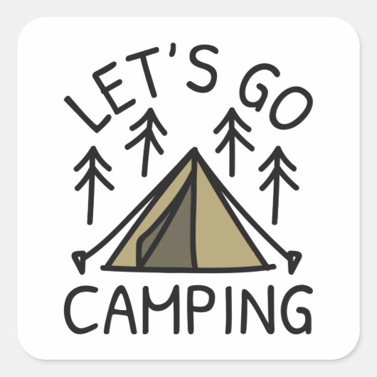 Sticker Carré Allons-y Camping (Devant)