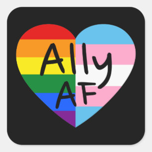 Sticker Carré Ally AF III - Drapeau LGBTQ Gay Trans Queer Pride
