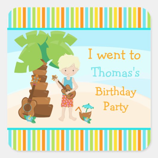 Sticker Carré Aloha Cute Blonde Hair Party (Devant)