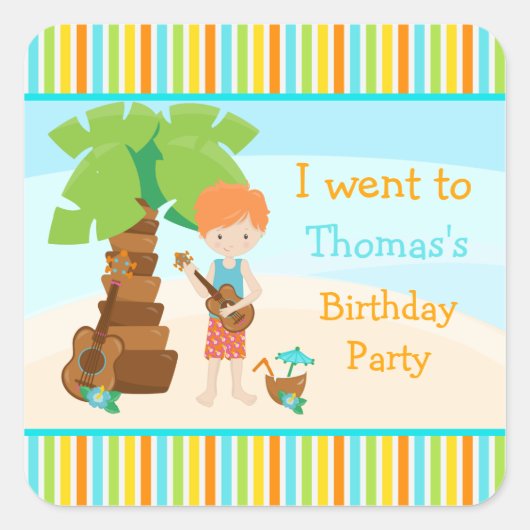 Sticker Carré Aloha Cute Red Hair Party (Devant)