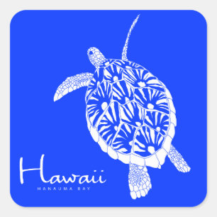 Sticker Carré Aloha Hawaii Honu Turtle