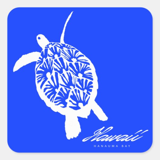 Sticker Carré Aloha Hawaii Honu Turtle (Devant)