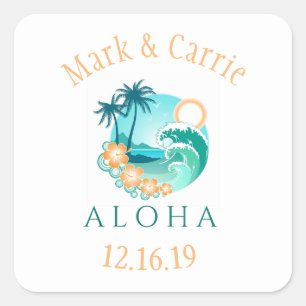 Sticker Carré Aloha Tropical Personnalisé