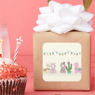 Sticker Carré Alpacas