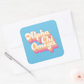 Sticker Carré Alpha Chi Omega | Écriture Groovy (Enveloppe)
