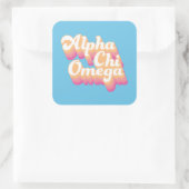 Sticker Carré Alpha Chi Omega | Écriture Groovy (Sac)