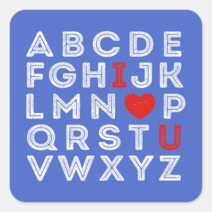 Sticker Carré Alphabet ABC Je t'aime