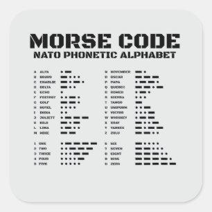 Sticker Carré Alphabet Code Morse Référence Phonétique OTAN A Z