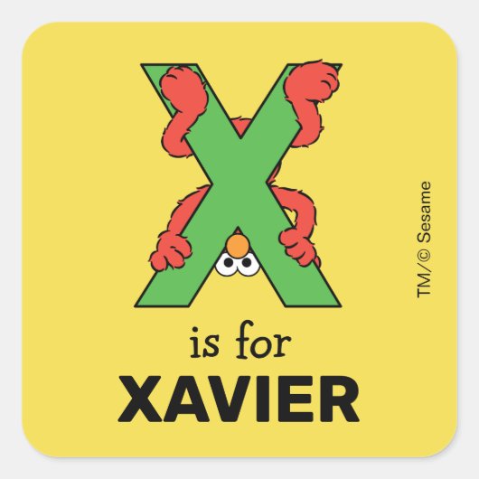 Sticker Carré Alphabet d'Elmo | X Vert (Devant)