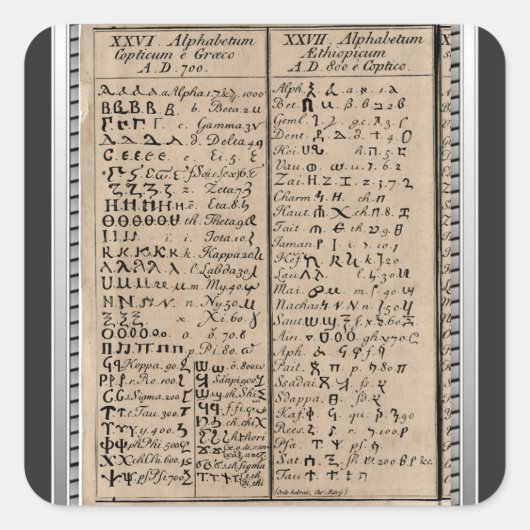 Sticker Carré Alphabet éthiopien-copte (Devant)