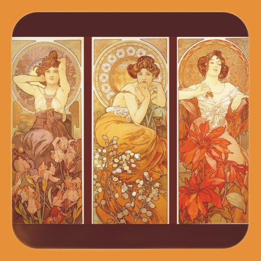 Sticker Carré Alphonse Mucha