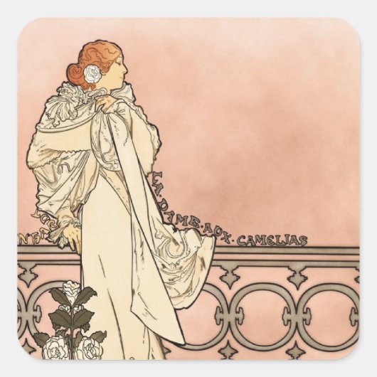 Sticker Carré Alphonse Mucha Art Déco (Devant)