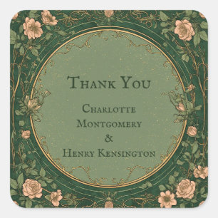 Sticker Carré Alphonse Mucha Fleurs Grandeur Merci Mariage