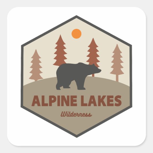 Sticker Carré Alpine Lakes Wilderness Washington Bear (Devant)