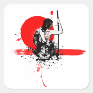 Sticker Carré Alternative : "Sticker Set Samurai antique