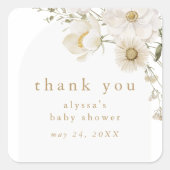 Sticker Carré ALYSSA Floral Boho Baby shower Merci (Devant)