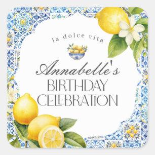 Sticker Carré Amalfi Coast Italien Anniversaire de fête Envelopp