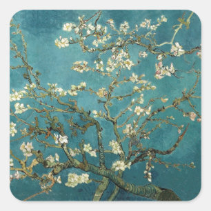 Sticker Carré Amandier en Fleurs - Van Gogh