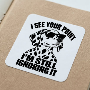 Sticker Carré Amant de chien dalmate antisocial introverti sarca