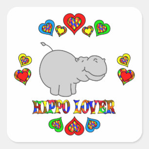Sticker Carré Amant d'hippopotame