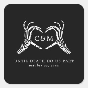 Sticker Carré Amants jusqu'à la mort Squelettes et roses Mariage