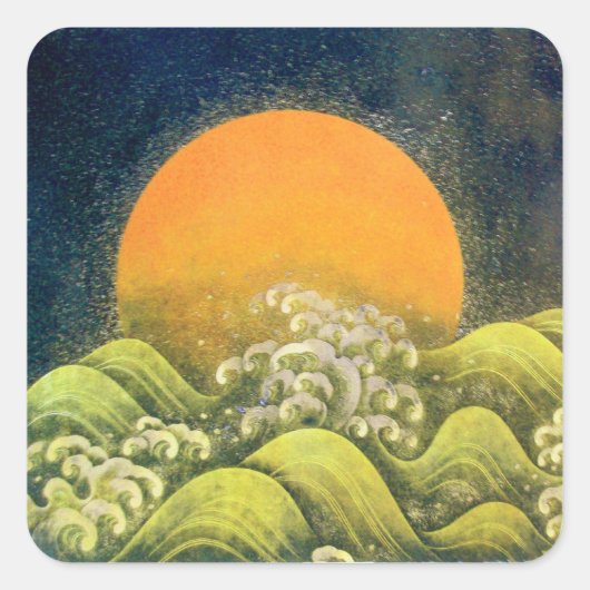 Sticker Carré AMATÉRASU, GODDESS SOLEIL, vert jaune noir (Devant)