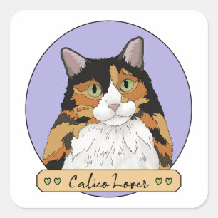 Sticker Carré Amateur de chat calico