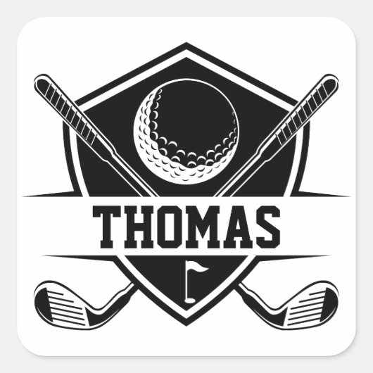 Sticker Carré Amateur de golf personnalisé (Devant)