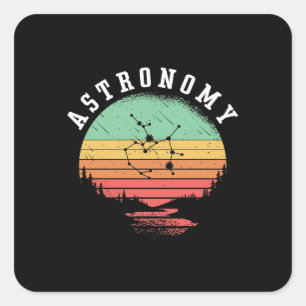 Sticker Carré Amateurs d'astronomie Stars de l'Espace Rétro Plan