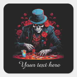 Sticker Carré Amateurs de poker cool ajouter du texte