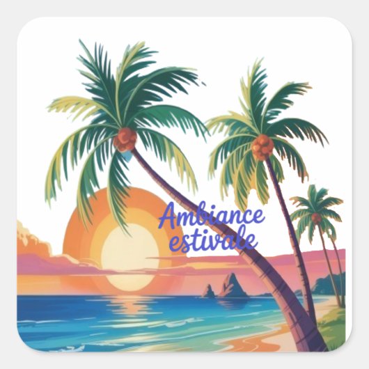 Sticker Carré Ambiance Estivale (Devant)