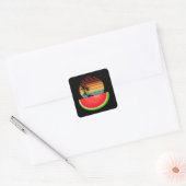 Sticker Carré Ambiance estivale Coucher de soleil Pastèque (Enveloppe)