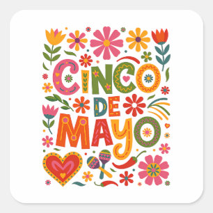 Sticker Carré Ambiance Fiesta Cinco de Mayo – Célébrez le Mexiqu