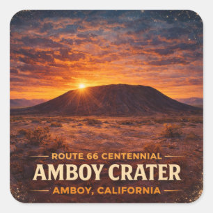 Sticker Carré Amboy Crater Sunset Route 66 Centenaire Voyage