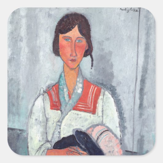 Sticker Carré Amedeo Modigliani - Femme tzigane avec bébé (Devant)