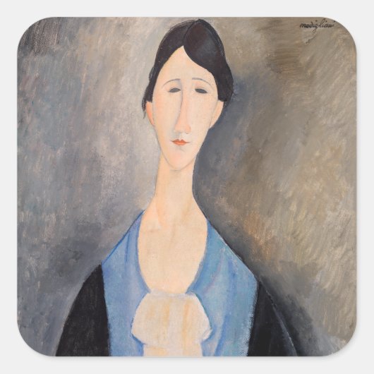 Sticker Carré Amedeo Modigliani - Jeune femme en bleu (Devant)