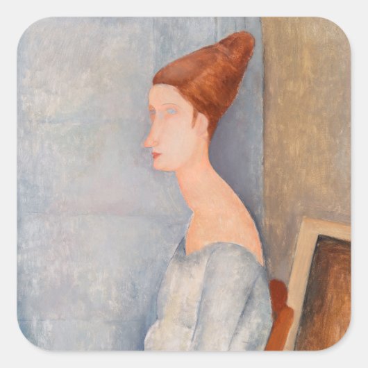 Sticker Carré Amedeo Modigliani - Portrait Jeanne Hebuterne #3 (Devant)