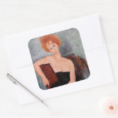 Sticker Carré Amedeo Modigliani - Robe de soirée pour filles rou (Enveloppe)