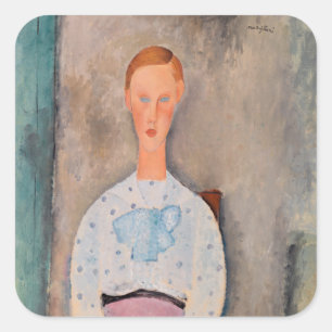 Sticker Carré Amedeo Modigliani - Une fille avec une blouse Polk