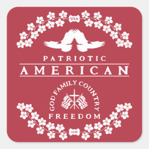 STICKER CARRÉ AMÉRICAIN USA 1776 DIEU FAMILLE PAYS LIBERTÉ