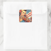 Sticker Carré Américaine tatouée (Sac)