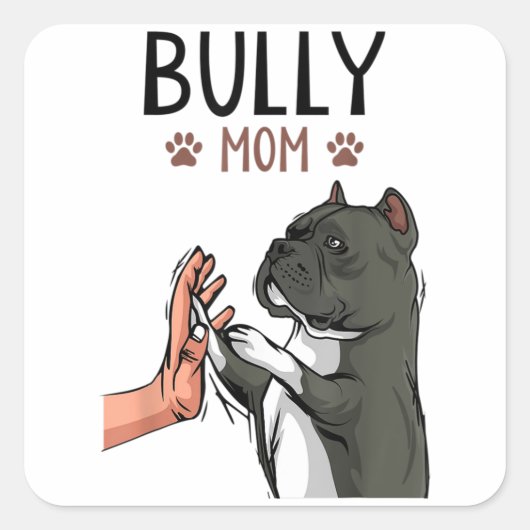 Sticker Carré American Bully Mom Cute Dog (Devant)