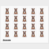 Sticker Carré American Bully Style de chiot mignon (Feuille)